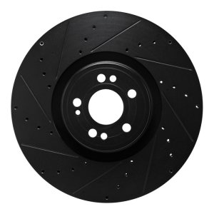 Mercedes-Benz GLE450e Brake Rotor (1) - Front Left - R1 Concepts - Drilled & Slotted - Black - `20-`26